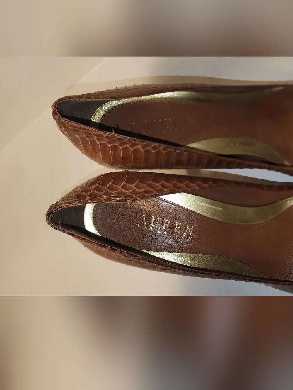 Ralph Lauren Kailee Snake Skin Snakeskin High Heels Pumps Stilletos Size 8 EUC